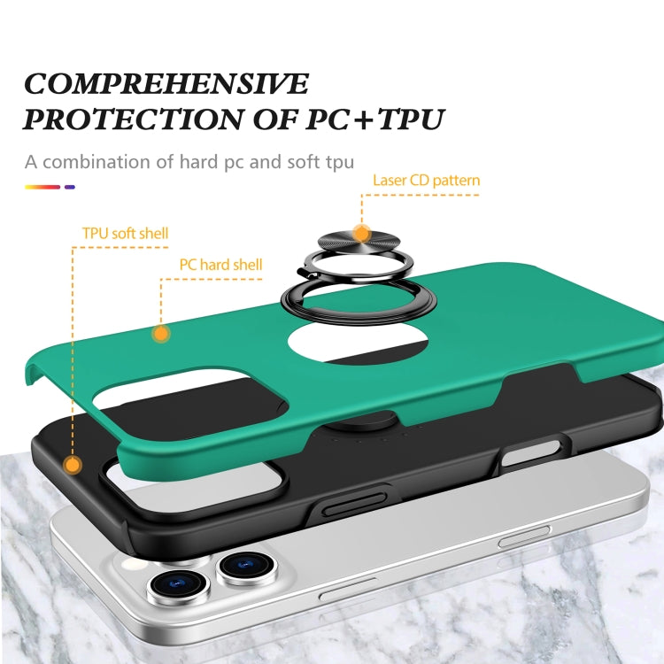 For iPhone 16 Pro Magnetic Ring Holder Phone Case(Dark Green)