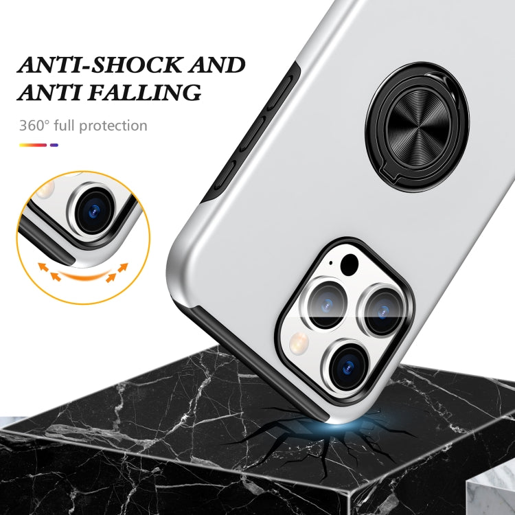 For iPhone 16 Pro Magnetic Ring Holder Phone Case(Silver)