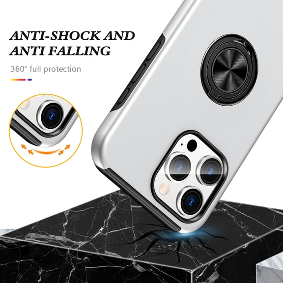 For iPhone 16 Pro Magnetic Ring Holder Phone Case(Silver)