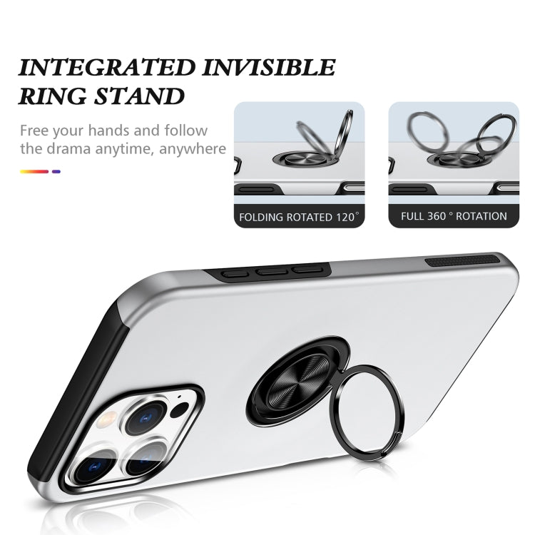 For iPhone 16 Pro Magnetic Ring Holder Phone Case(Silver)