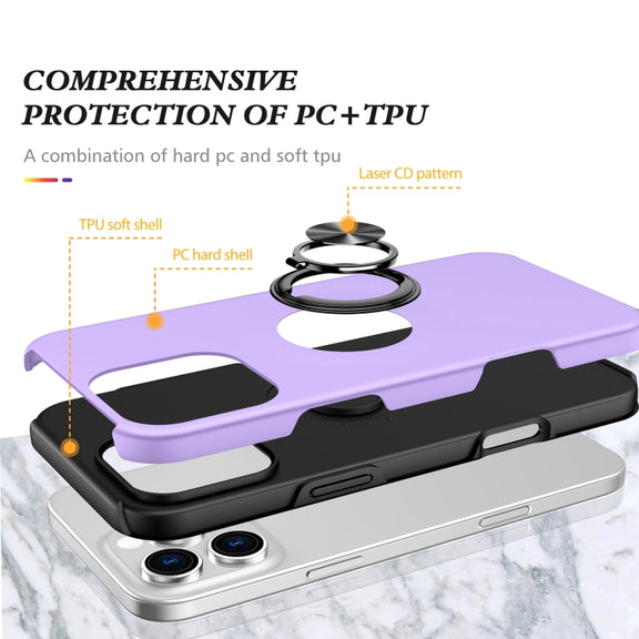 For iPhone 16 Pro Magnetic Ring Holder Phone Case(Purple)