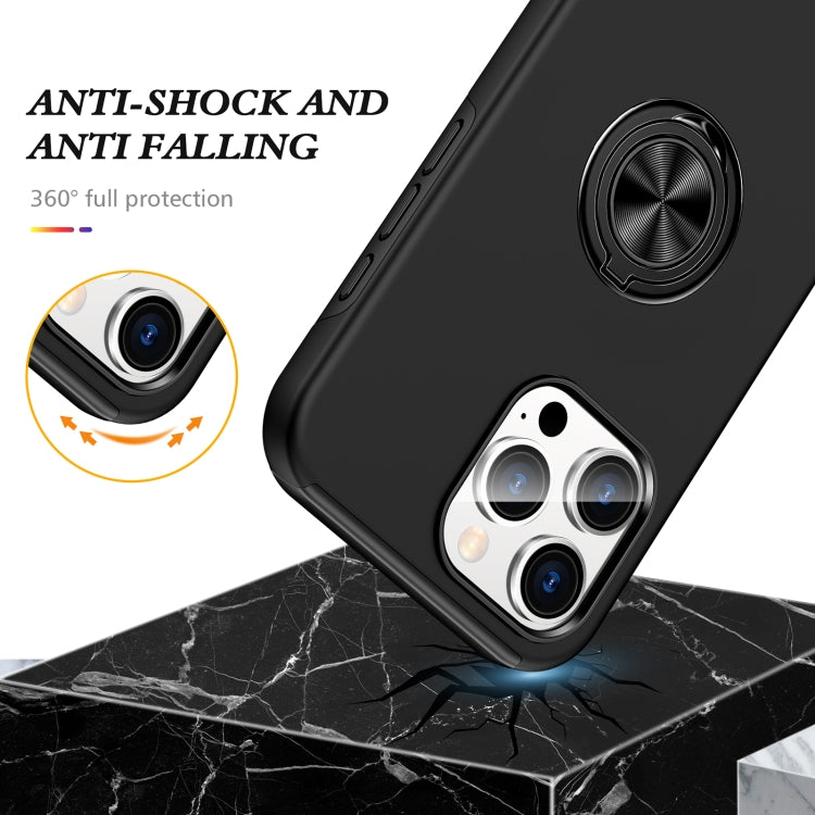 For iPhone 16 Pro Max Magnetic Ring Holder Phone Case(Black)