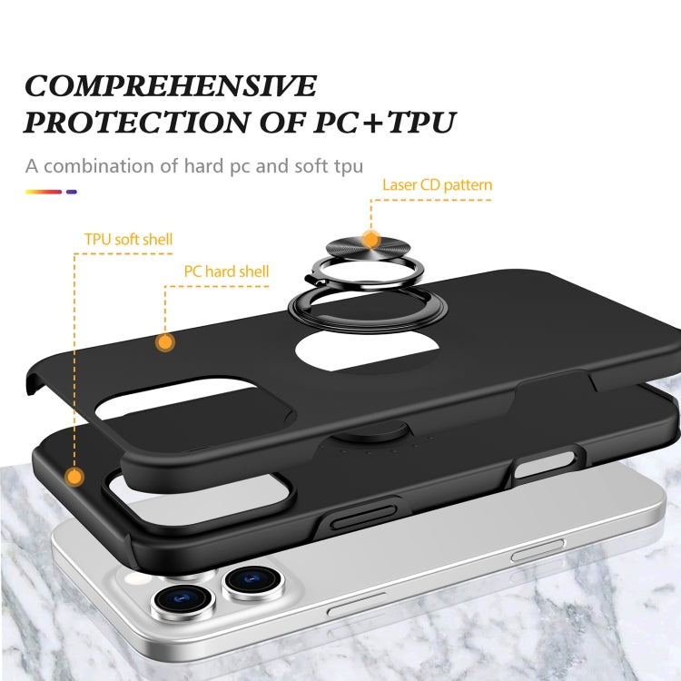 For iPhone 16 Pro Max Magnetic Ring Holder Phone Case(Black)