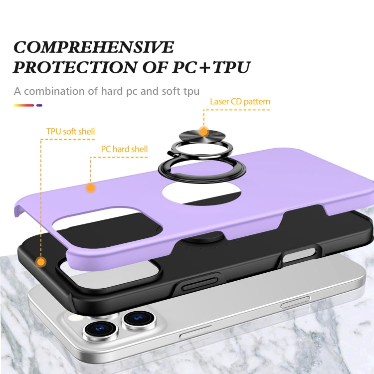 For iPhone 16 Pro Max Magnetic Ring Holder Phone Case(Purple)