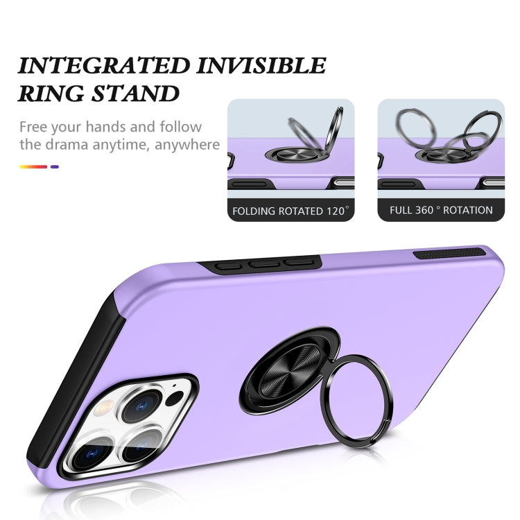 For iPhone 16 Pro Max Magnetic Ring Holder Phone Case(Purple)