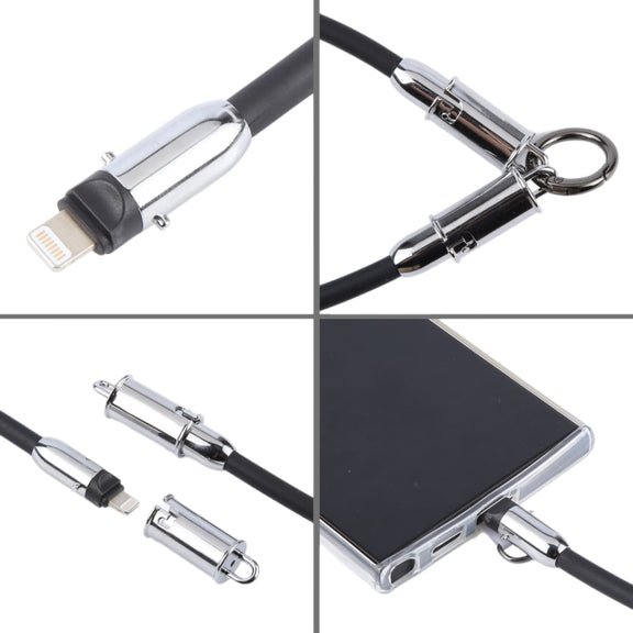 USB-C / Type-C to 8 Pin Data Cable Phone Anti-lost Short Lanyard, Length: 30cm(Pink Braid)
