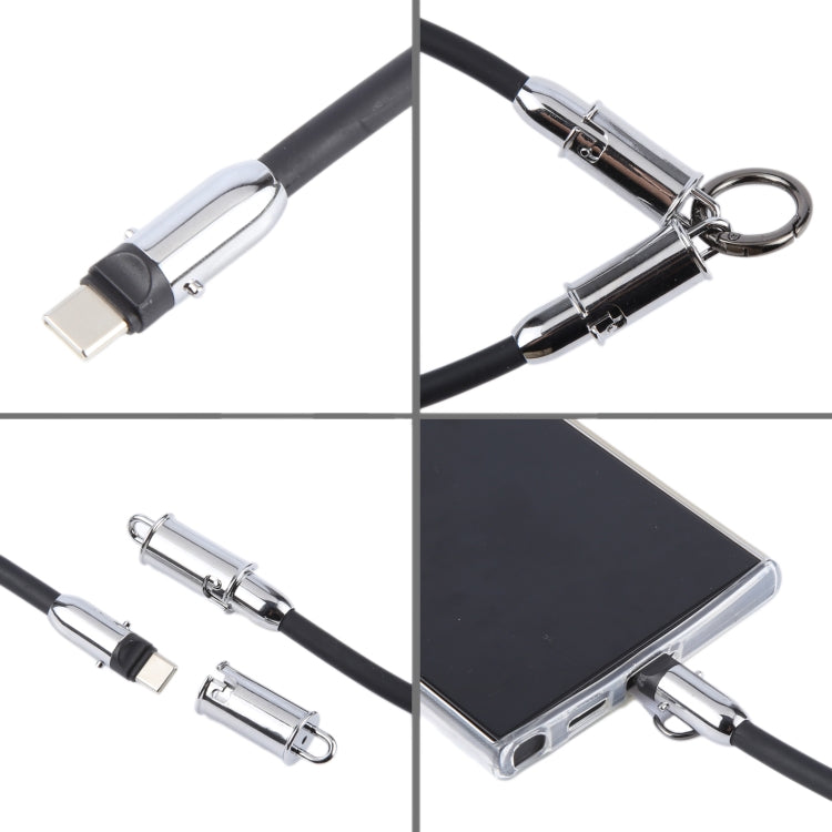 USB-C / Type-C to Type-C Data Cable Phone Anti-lost Short Lanyard, Length: 30cm(Green Braid)
