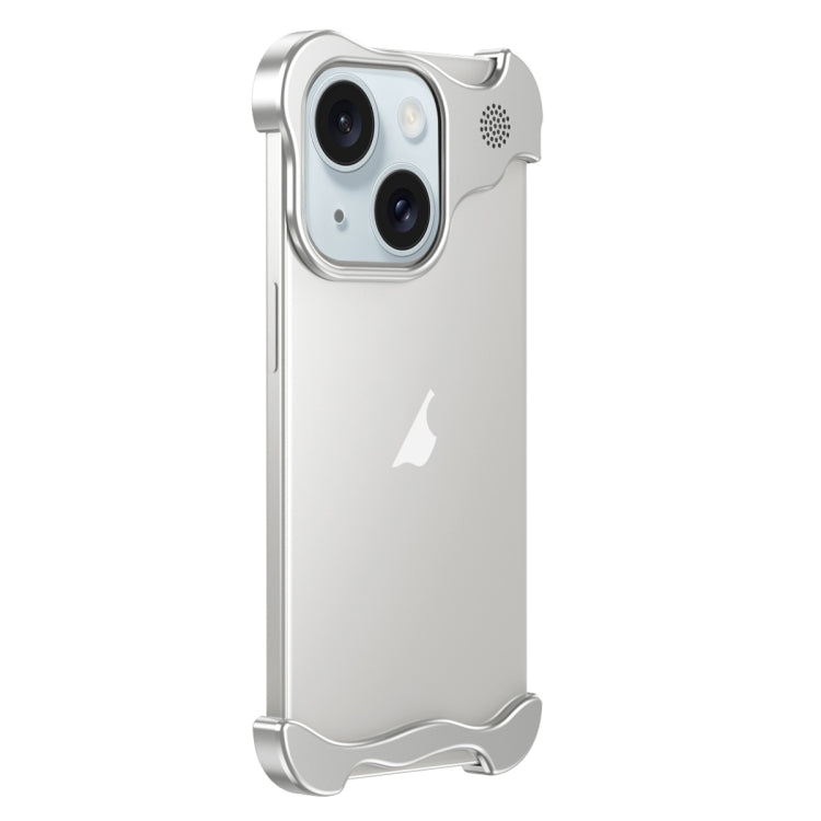 For iPhone 15 Plus Aromatherapy Alloy Frameless Phone Case(Silver)
