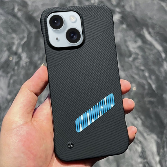 For iPhone 15 Carbon Fiber Frameless Cooling Phone Case(Blue)