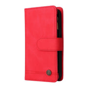 For iPhone 16 Pro Max Skin Feel Multi-Card Wallet Zipper Leather Phone Case(Red)