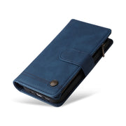For iPhone 16 Pro Skin Feel Multi-Card Wallet Zipper Leather Phone Case(Blue)