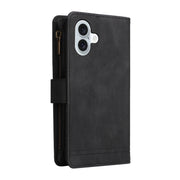 For iPhone 16 Plus Skin Feel Multi-Card Wallet Zipper Leather Phone Case(Black)