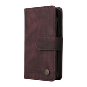 For iPhone 16 Skin Feel Multi-Card Wallet Zipper Leather Phone Case(Brown)