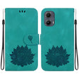 For Motorola Edge 2024 Lotus Embossed Leather Phone Case(Green) - Motorola Cases by PMC Jewellery | Online Shopping South Africa | PMC Jewellery | Buy Now Pay Later Mobicred