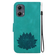 For Motorola Edge 2024 Lotus Embossed Leather Phone Case(Green)