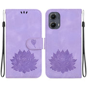 For Motorola Edge 2024 Lotus Embossed Leather Phone Case(Purple)