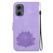 For Motorola Edge 2024 Lotus Embossed Leather Phone Case(Purple)