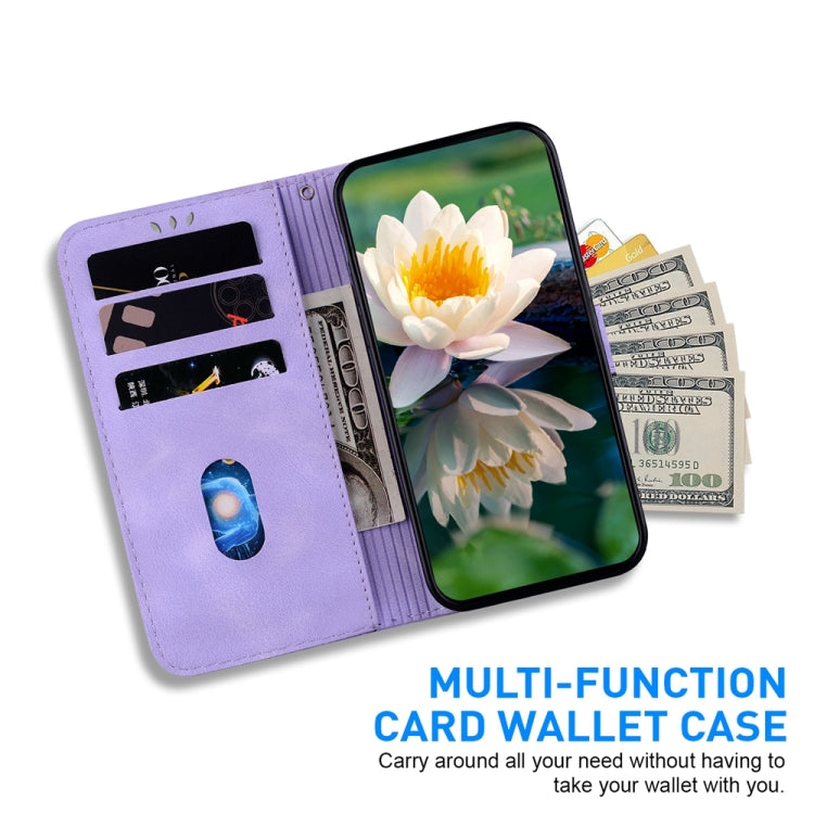 For Motorola Edge 2024 Lotus Embossed Leather Phone Case(Purple)