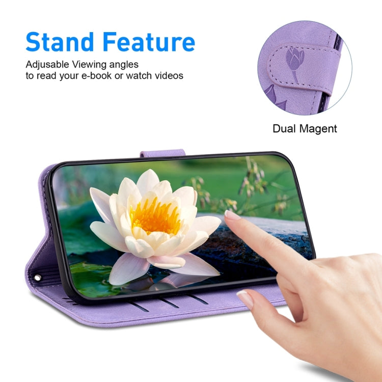 For Motorola Edge 2024 Lotus Embossed Leather Phone Case(Purple)