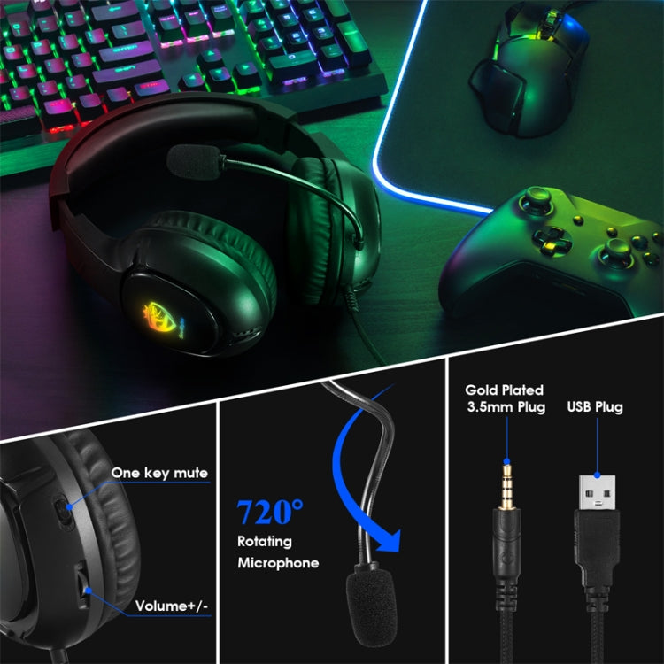 SoulBytes S20 RGB Light Gaming Headset with Mic(Black)