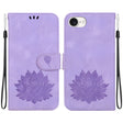 For iPhone 16e Lotus Embossed Leather Phone Case(Purple) - iPhone 16e Cases by PMC TechLife | Online Shopping South Africa | PMC TechLife | Buy Now Pay Later Mobicred