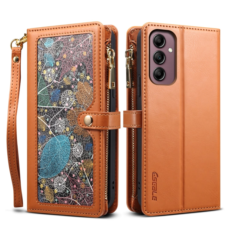 For Samsung Galaxy S25 5G ESEBLE Star Series Lanyard Zipper Wallet RFID Leather Case(Brown)