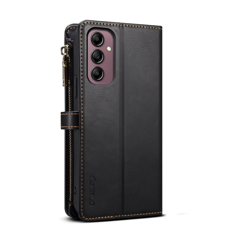 For Samsung Galaxy S25 5G ESEBLE Star Series Lanyard Zipper Wallet RFID Leather Case(Black)