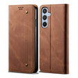 For Samsung Galaxy S25 5G Denim Texture Casual Style Horizontal Flip Leather Case(Brown) - Galaxy S25 5G Cases by PMC Jewellery | Online Shopping South Africa | PMC Jewellery | Buy Now Pay Later Mobicred