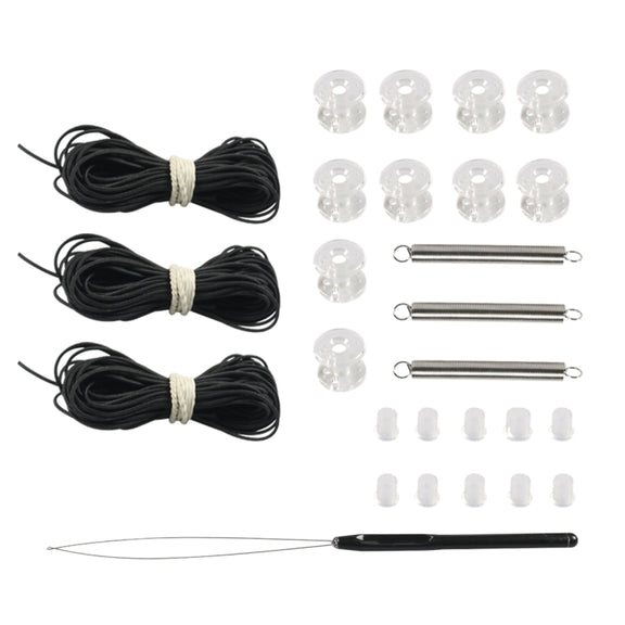 27pcs / Set RV / Yacht Pleated Shade Accessories Pull Cord Double Wheel Plug Spring(Black)