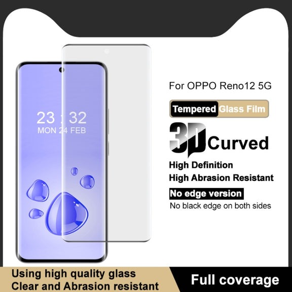 For OPPO Reno12 Global imak No Edge Version 3D Curved Full Screen Tempered Glass Film