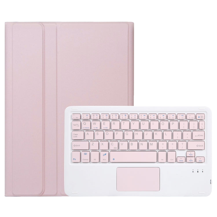 For iPad Air 11 2025 / 2024 / Air 5 10.9 / Air 4 A098B-A Detachable Ultra-Thin Bluetooth Touch Keyboard Leather Tablet Case with Pen Slot(Pink)