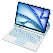For iPad Air 11 2025 / 2024 / Air 5 10.9 / Air 4 A098B-A Detachable Ultra-Thin Bluetooth Touch Keyboard Leather Tablet Case with Pen Slot(Light Blue)