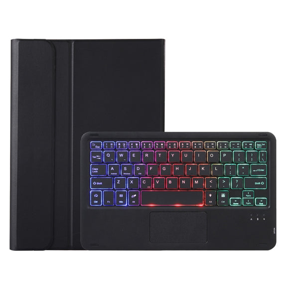 For iPad Air 11 2024 / Air 5 10.9 A098B-AS Detachable Ultra-Thin Backlit Bluetooth Touch Keyboard Leather Tablet Case with Pen Slot(Black)