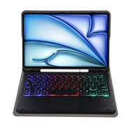 For iPad Air 11 2024 / Air 5 10.9 A098B-AS Detachable Ultra-Thin Backlit Bluetooth Touch Keyboard Leather Tablet Case with Pen Slot(Black)