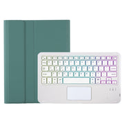 For iPad Air 11 2025 / 2024 / Air 5 10.9 / Air 4 A098B-AS Detachable Ultra-Thin Backlit Bluetooth Touch Keyboard Leather Tablet Case with Pen Slot(Dark Green)