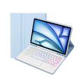 For iPad Air 11 2025 / 2024 / Air 5 10.9 / Air 4 A098B-AS Detachable Ultra-Thin Backlit Bluetooth Touch Keyboard Leather Tablet Case with Pen Slot(Light Blue) - For iPad Air by PMC Jewellery | Online Shopping South Africa | PMC Jewellery | Buy Now Pay Later Mobicred