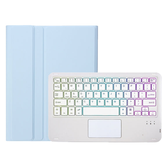 For iPad Air 11 2025 / 2024 / Air 5 10.9 / Air 4 A098B-AS Detachable Ultra-Thin Backlit Bluetooth Touch Keyboard Leather Tablet Case with Pen Slot(Light Blue)