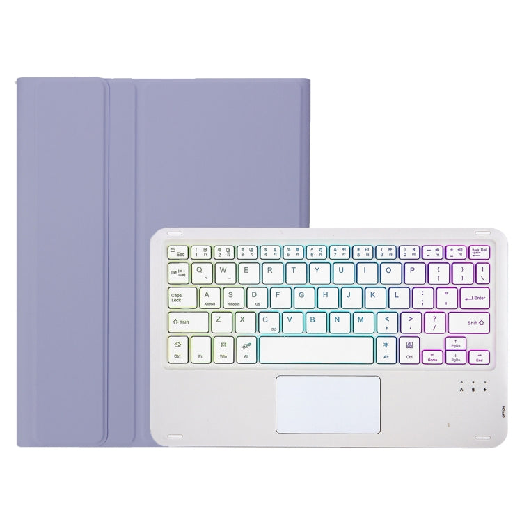 For iPad Air 11 2025 / 2024 / Air 5 10.9 / Air 4 A098B-AS Detachable Ultra-Thin Backlit Bluetooth Touch Keyboard Leather Tablet Case with Pen Slot(Purple)