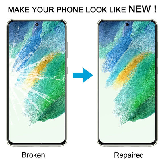 For Samsung Galaxy S21 FE SM-G990B 10pcs Front Screen Outer Glass Lens with OCA Optically Clear Adhesive