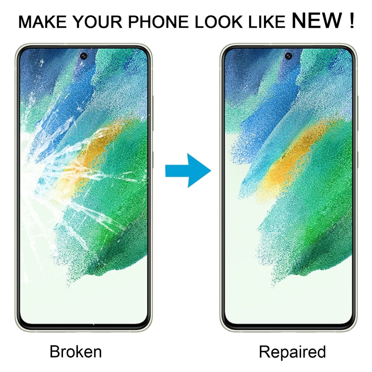 For Samsung Galaxy S21 FE SM-G990B 10pcs Front Screen Outer Glass Lens with OCA Optically Clear Adhesive