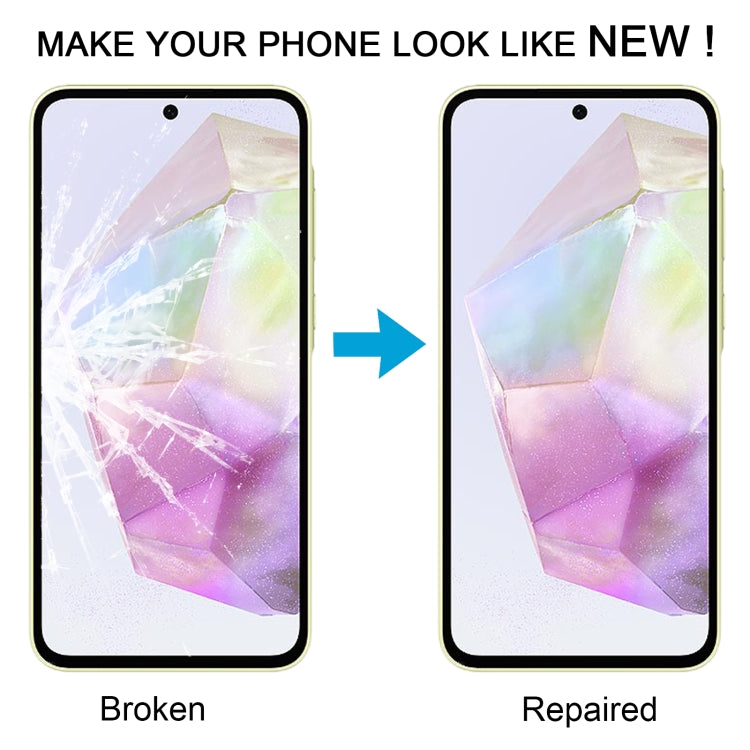 For Samsung Galaxy A35 SM-A356B 10pcs Front Screen Outer Glass Lens with OCA Optically Clear Adhesive