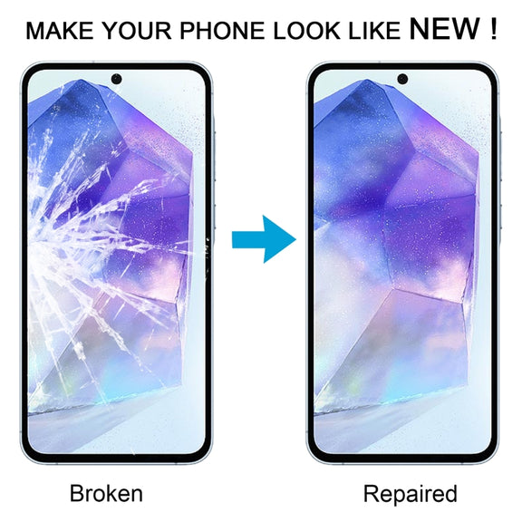 For Samsung Galaxy A55 SM-A556B 10pcs Front Screen Outer Glass Lens with OCA Optically Clear Adhesive