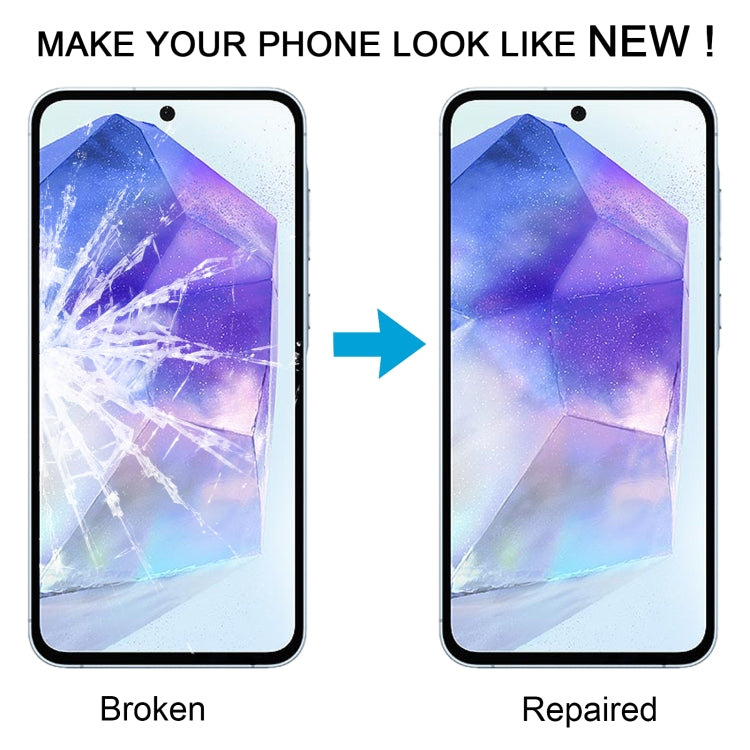 For Samsung Galaxy A55 SM-A556B 10pcs Front Screen Outer Glass Lens with OCA Optically Clear Adhesive