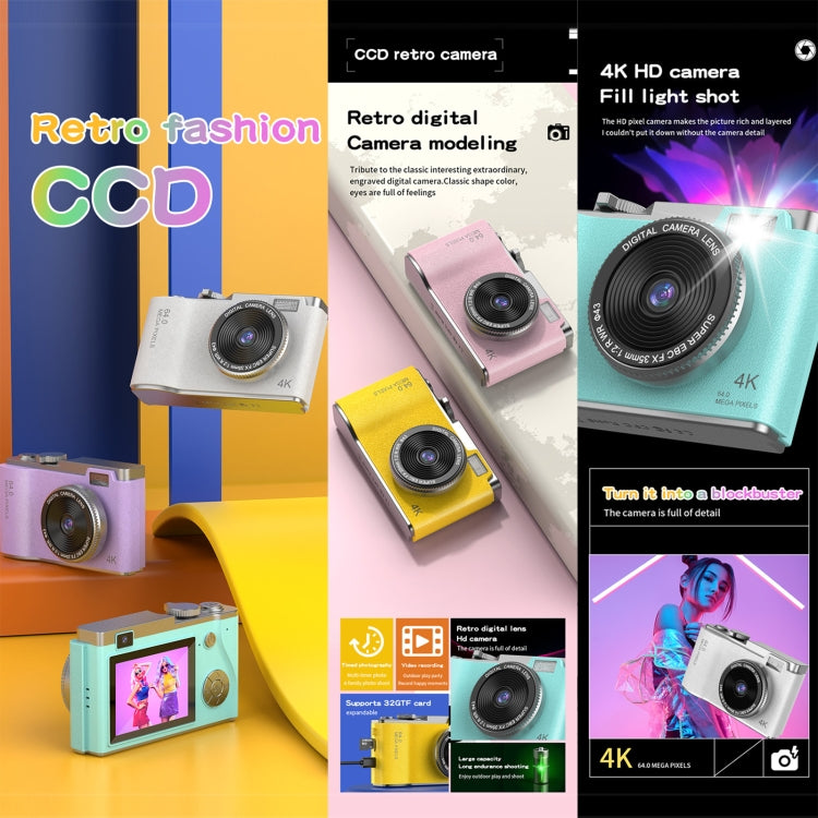 LK003 2.4 inch Dual-lens 4K HD CCD Camera Retro Kids Camera(Green)