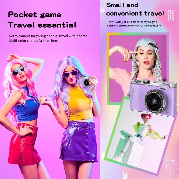 LK003 2.4 inch Dual-lens 4K HD CCD Camera Retro Kids Camera(Pink)