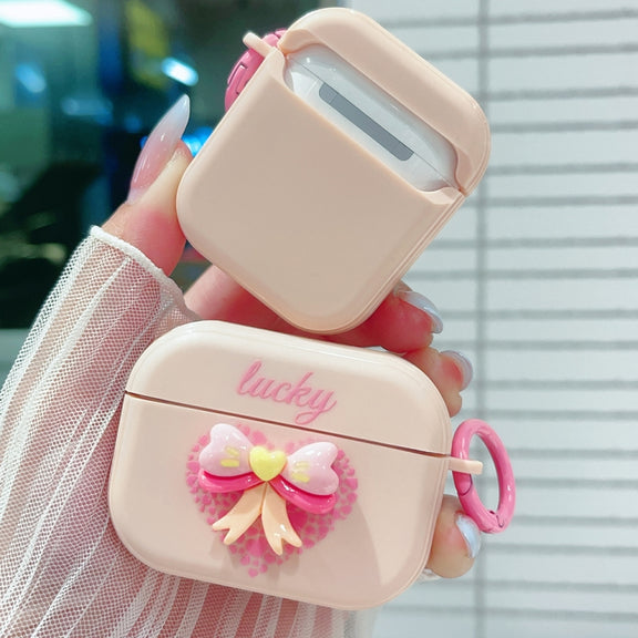 For AirPods 3 3D Love Bowknot Bluetooth Earphone Protective Case(Pink)