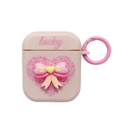 For AirPods 2 / 1 3D Love Bowknot Bluetooth Earphone Protective Case(Pink)
