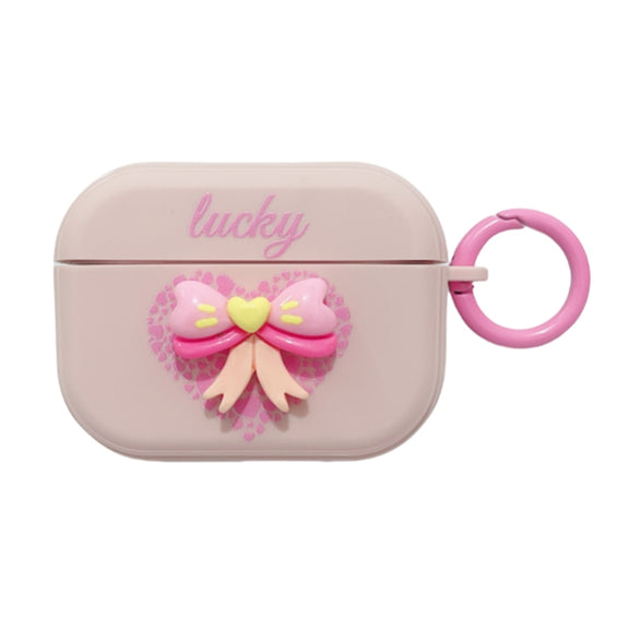 For AirPods Pro 3D Love Bowknot Bluetooth Earphone Protective Case(Pink)