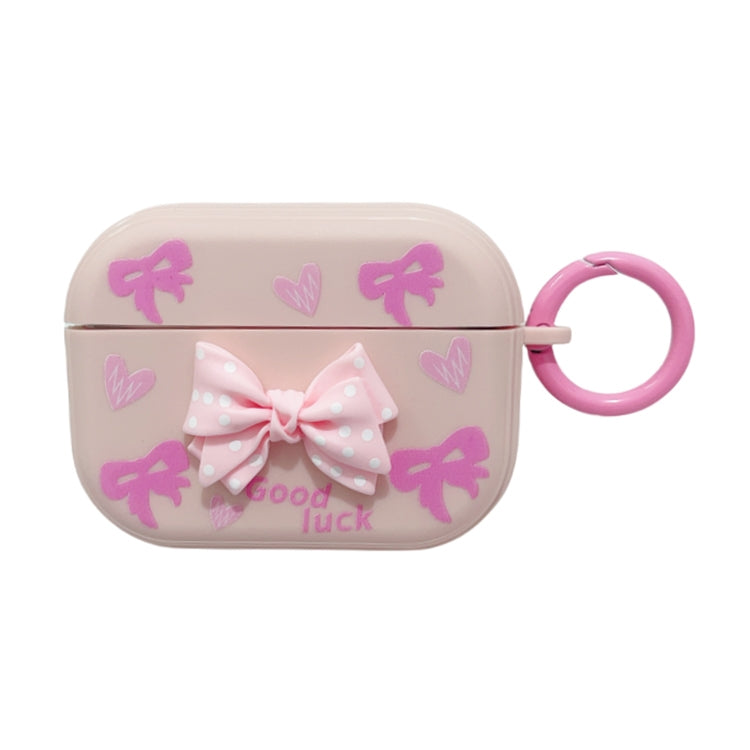 For AirPods Pro 2 3D Dot Bowknot Bluetooth Earphone Protective Case(Pink)