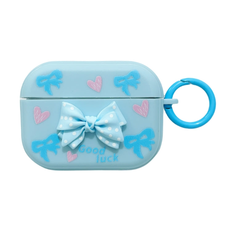 For AirPods Pro 2 3D Dot Bowknot Bluetooth Earphone Protective Case(Blue)